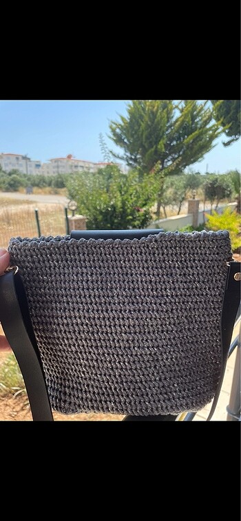 Diğer Gri Simli Makrome Örme Çanta