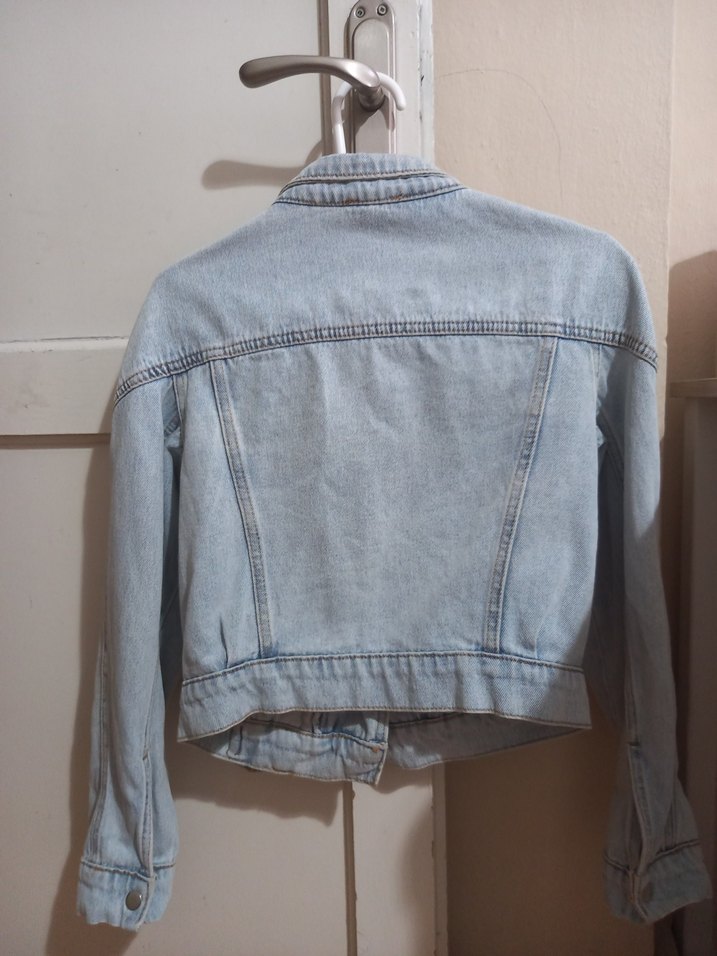 Fermuarlı Gri Kot Ceket - Görsel 4