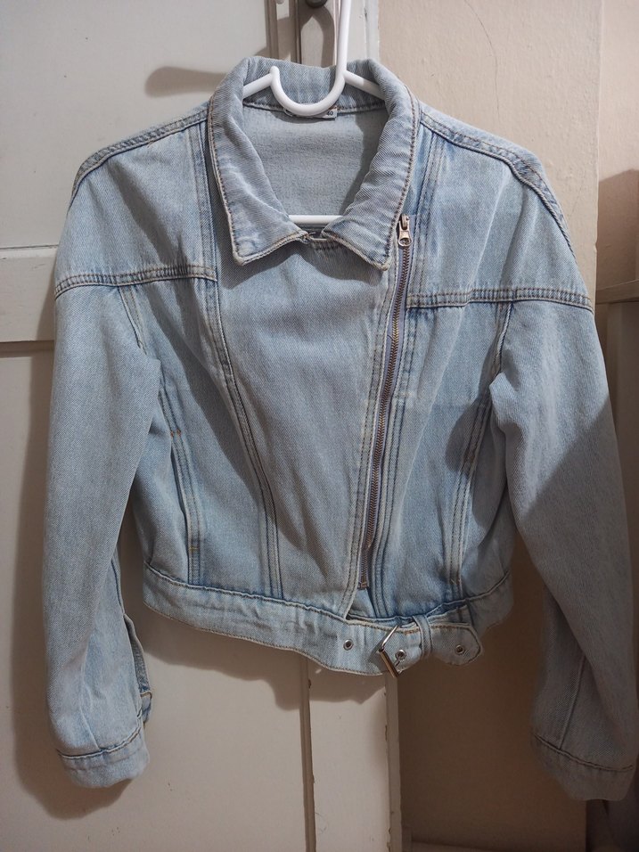 Fermuarlı Gri Kot Ceket - Görsel 2