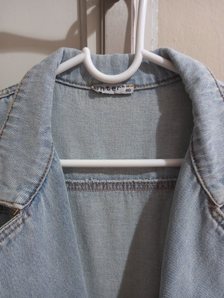 Fermuarlı Gri Kot Ceket - Görsel 3