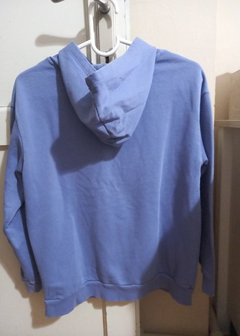 Mavi Kapüşonlu Uzun Kollu Sweatshirt - Görsel 3