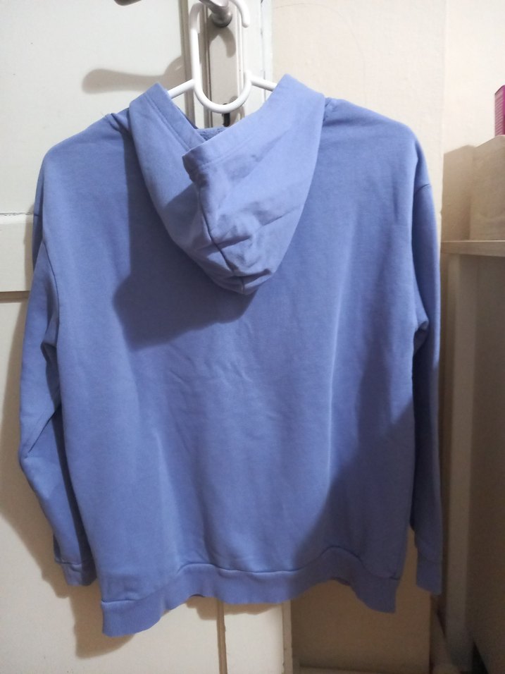 Mavi Kapüşonlu Uzun Kollu Sweatshirt - Görsel 3