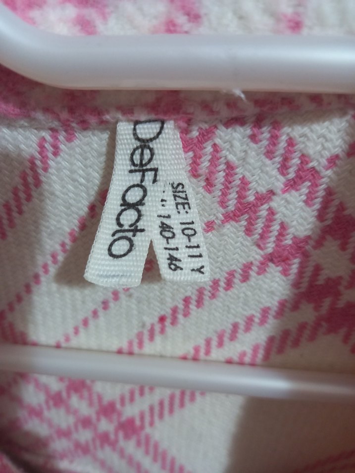 Düğmeli Pembe Ekose Kışlık Kız çocuk Gömlek - Görsel 2