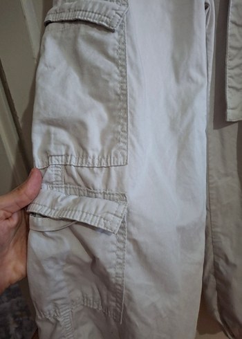 Kız çocuk Bej Keten Kemerli Rahat Pantolon - Görsel 3