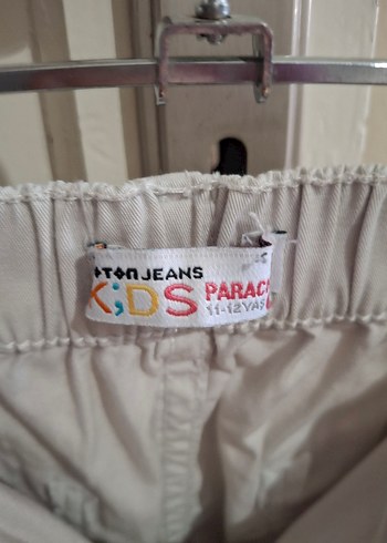 Kız çocuk Bej Keten Kemerli Rahat Pantolon - Görsel 5