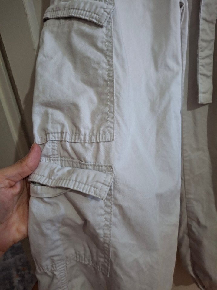 Kız çocuk Bej Keten Kemerli Rahat Pantolon - Görsel 3