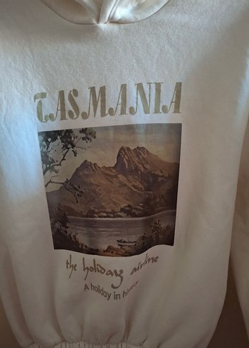 Baskılı Beyaz Kadın Sweatshirt - Görsel 2