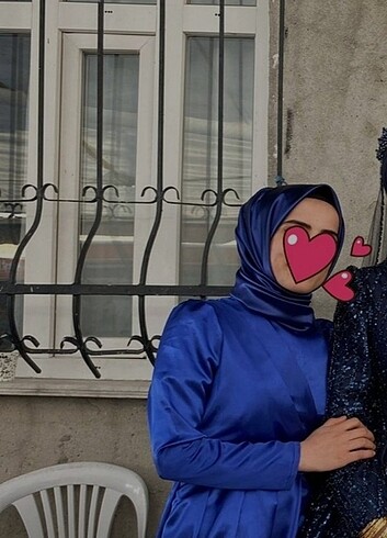 Diğer Saks mavisi saten elbise 34bedendir