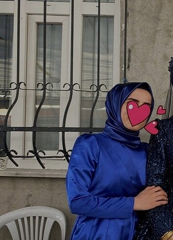36 Beden mavi Renk Saks mavisi saten elbise 34bedendir