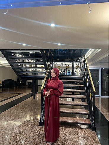 m Beden bordo Renk Abiye elbise
