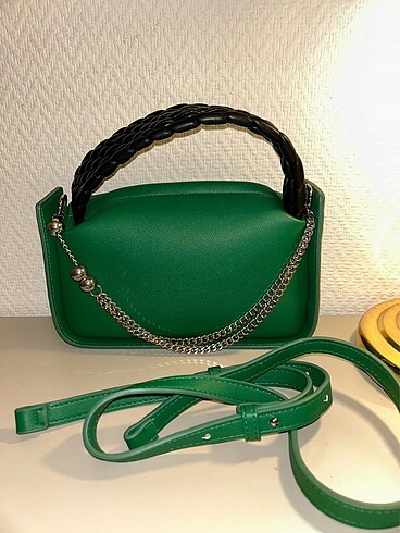  Beden yeşil Renk Twist Yeşil askılı çanta zincir detaylı