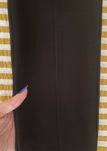 Kadın Siyah HM düz paça yırtmaçlı tayt - Görsel 2