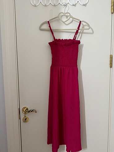 H&M Pembe uzun elbise