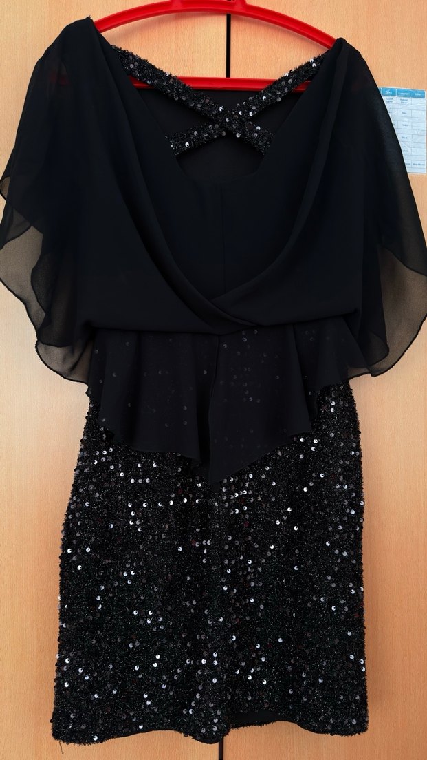 Siyah Drapeli Mini Gösterişli Kadın Elbise - Görsel 5