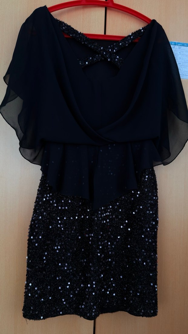 Siyah Drapeli Mini Gösterişli Kadın Elbise - Görsel 3