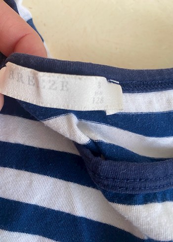 Çizgili Mavi Gri Çocuk elbise - Görsel 2