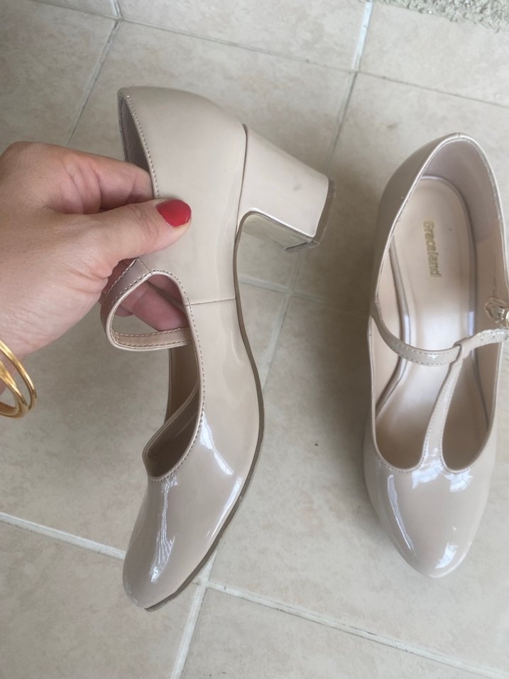 Bej Rugan Tokalı  Topuklu  Kadın Ayakkabı - Görsel 5