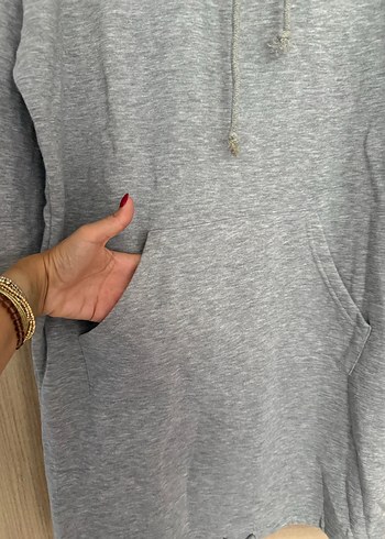 universal Beden Gri Kapüşonlu Sweatshirt elbise
