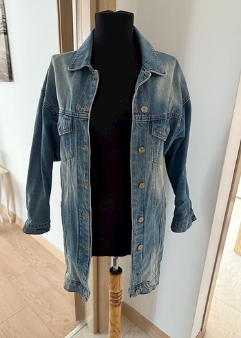 Qu style marka Uzun Kadın Denim Ceket
