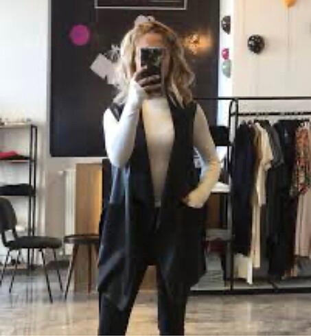 Flanel fashion marka deri ve cepli yelek