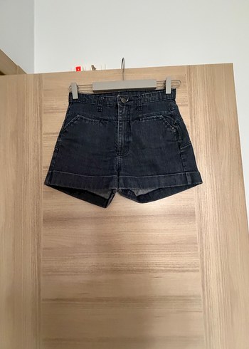 Kadın Lacivert likralı Denim Şort - Görsel 3