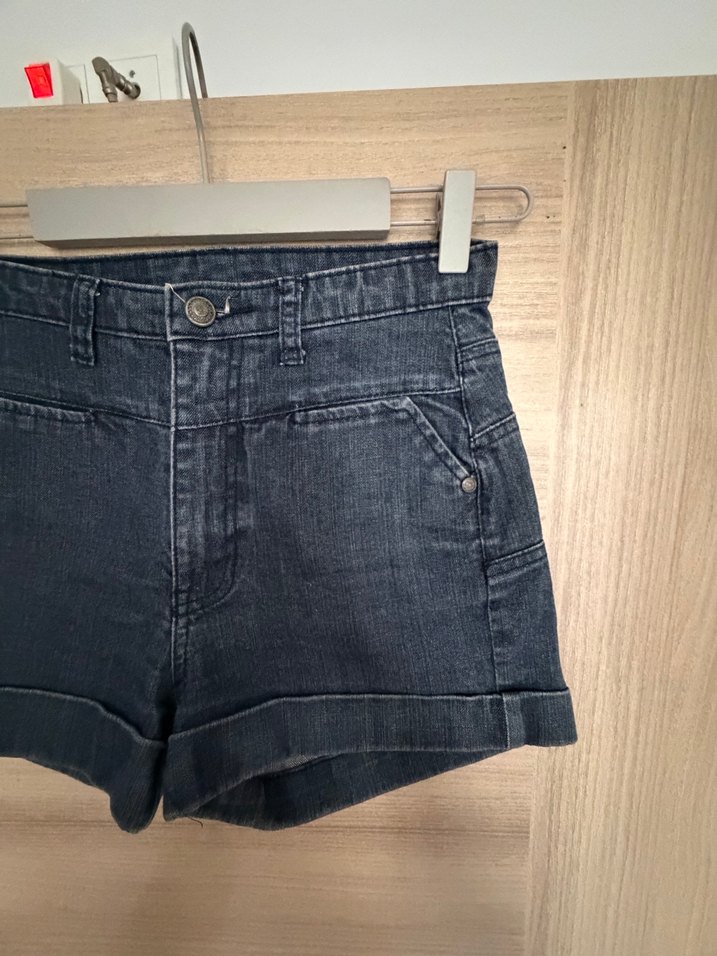 Kadın Lacivert likralı Denim Şort - Görsel 2