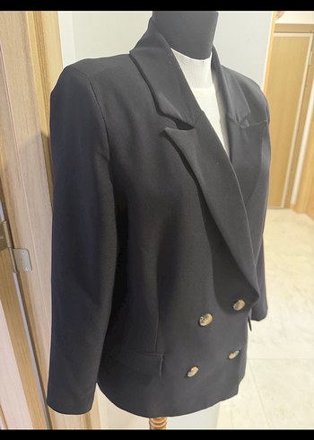 Düğmeli Siyah Kadın Ceket - Görsel 3