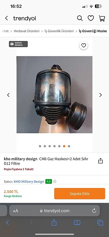 kho military design CM6 Gaz Maskesi D12 Filtre