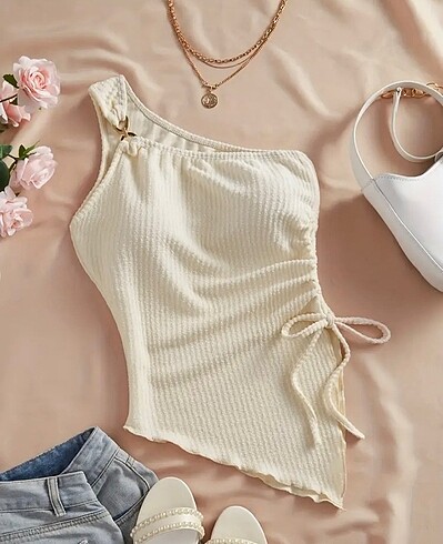 s Beden Shein Tek Omuzlu Crop