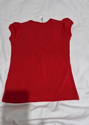 Kız Çocuk Kırmızı Baskılı  Tişört - Görsel 3