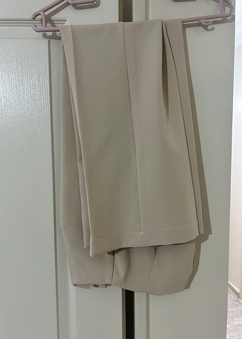 36 Beden ten rengi Renk Hoopstore Bej Kolsuz Uzun Kadın Blazer Takım