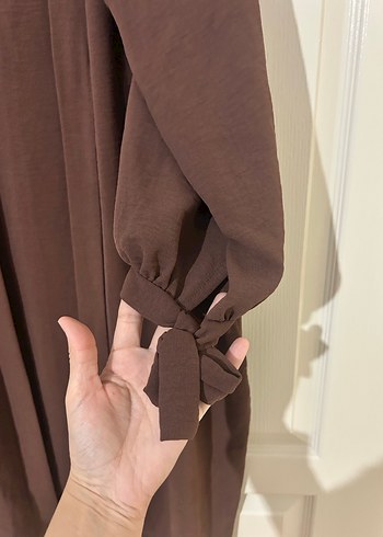 universal Beden Uzun Kahverengi Keten Kadın Kimono