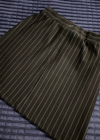 Kahverengi Çizgili Midi Hamile Etek - Görsel 2