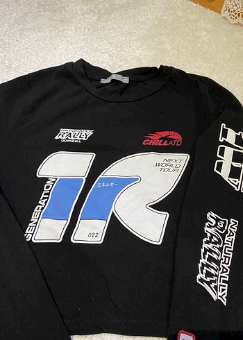 Kız Çocuk Siyah Baskılı Uzun Kollu Tişört - Görsel 2