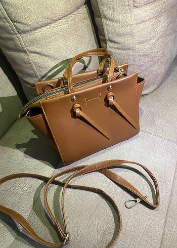 Kahverengi Deri Tokalı Kadın Çanta - Görsel 2