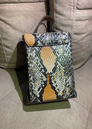 Kahverengi Yılan Derisi Desenli Kadın Deri Çanta - Görsel 2