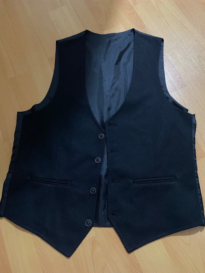 Düğmeli Siyah Erkek Yelek - Görsel 2