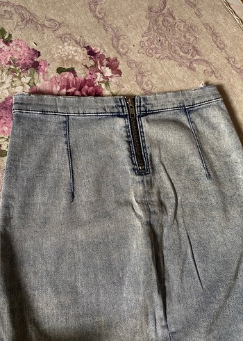 xs Beden gri Renk Kot Mini Etek