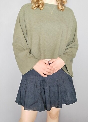 l Beden haki Renk Kısa sweatshirt