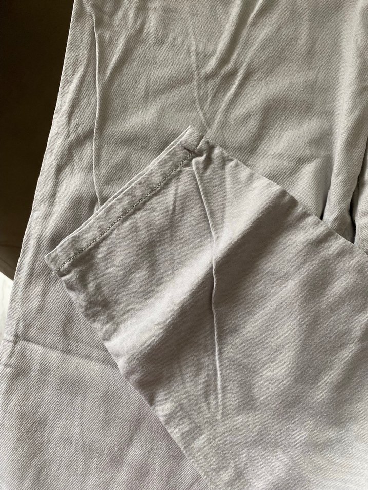 Bej Düğmeli Kadın Keten Pantolon - Görsel 3