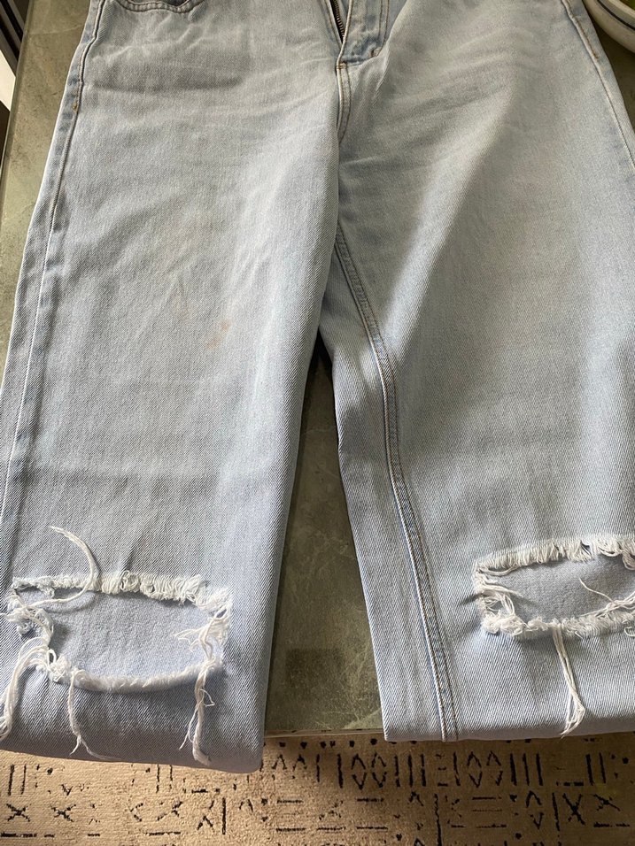 Buz mavisi Renk Wide Leg Kesim Midi Kot Pantolon - Görsel 2