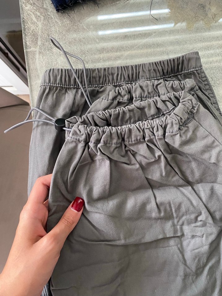 Gri Bol Kesim Paraşüt Kadın Pantolon - Görsel 4