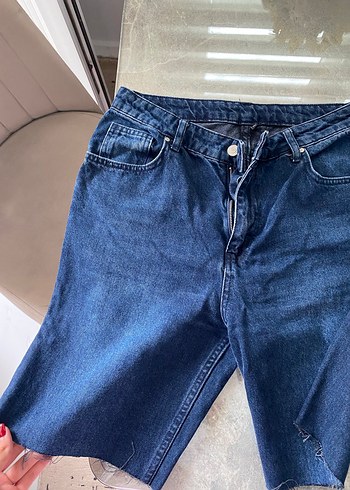 40 Beden Kot Kadın Denim Midi Mom Şort