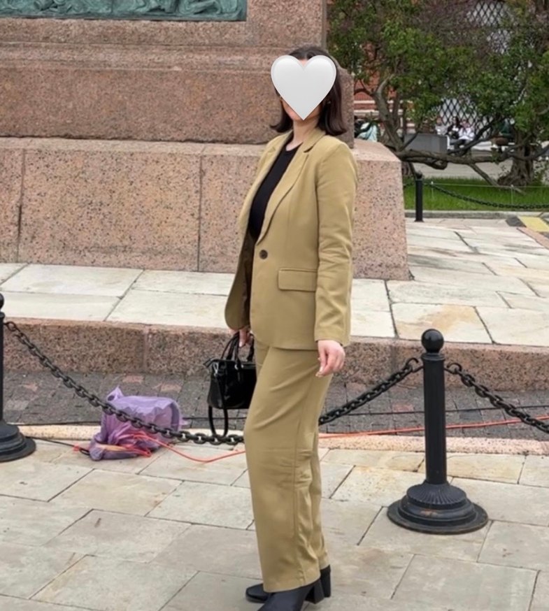 Kemerli Camel  Kadın Blazer Ceket ve pantolon
 ( ikili takım ) - Görsel 2