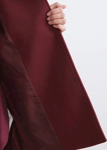 Bordo Çift Düğmeli  Kaban - Görsel 2