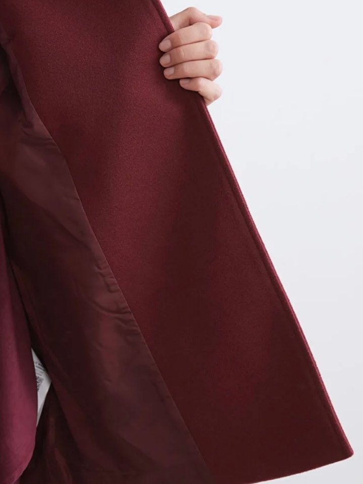 Bordo Çift Düğmeli  Kaban - Görsel 2