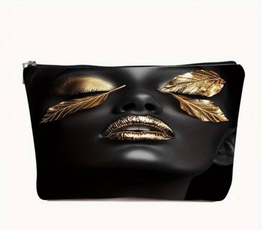 Parlak Siyah Deri Kadın Makyaj Çantası - Görsel 4