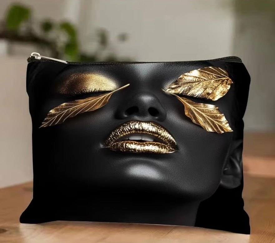 Parlak Siyah Deri Kadın Makyaj Çantası - Görsel 5