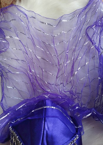 Mor gümüş paralı tüllü bindallı kostüm fesi - Görsel 6