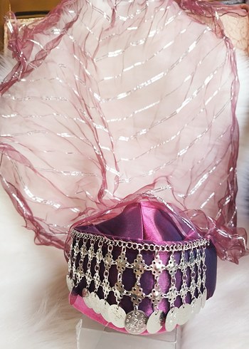 parlak bordo gümüş paralı bindallı kostüm fesi - Görsel 3